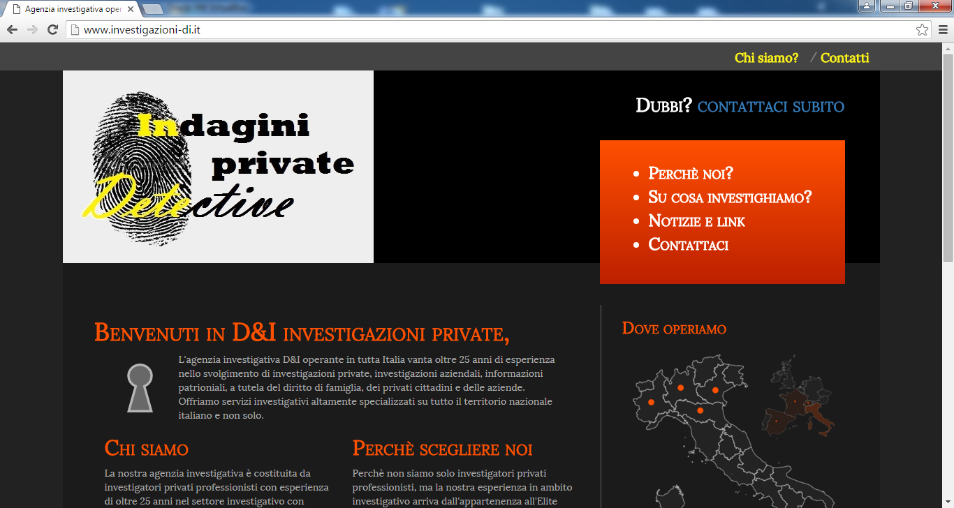 Realizzazione sito internet agenzia investigativa D&I Italia