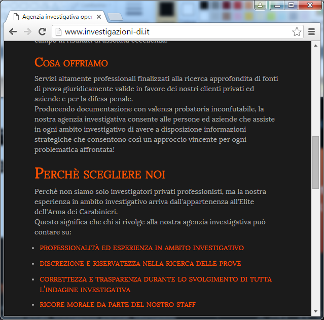 Home page del sito boostrap